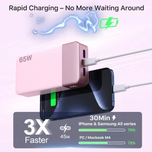 65W PD Quick Charge Power Bank 20000mAh Portable Phone Charger High Capacity Powerbank for Travel Outdoor Camping