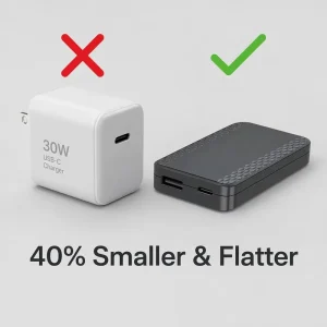 65W Ultra-thin Charger Dual-port Fast Charging with PD3.0/PPS Gan Material & OTP Protection
