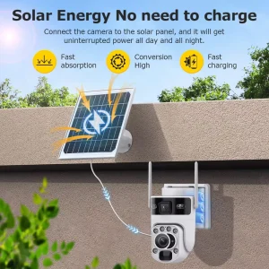 6MP 20X Zoom 4G WiFi Solar Camera IP66 Waterproof Dual Lens Full Color Two-Way Audio Night Vision Wide Angle Outdoor CCTV