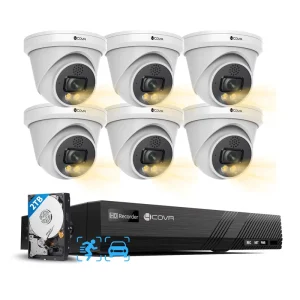 6Pcs 12MP 6K UHD 8 Channel IP AI Security Camera System Audio Siren Full Color Night Vision CCTV PoE NVR Kit