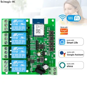 7 32V 4CH Works with Tuya Smart Wifi Remote Control Switch Universal Door Opener Wifi Relay 433mhz RF with Google Assistance