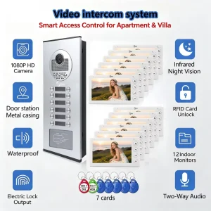 7 Inch 4 Wire Video Door Phone Touch Screen 1080P Night Vision Motion Detection Water Resistant Easy Installation Smart