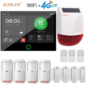 7 Inch Touch Screen Anti Theft WIFI 4G GSM ABS Outdoor Solar Siren Smart Home Alarm House Security Protection