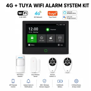 7 Inches 4G Tuya WiFi Smart Wireless Home Alarm System with RF433MHz PIR Motion Detection WiFi GSM Built in High Deibel Speaker