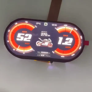 7 Inches TFT Color bar Shape LCD Display 1024×500 Round Arc shaped Design in the Left and Right Side EV Dashboard E Bike Cluster