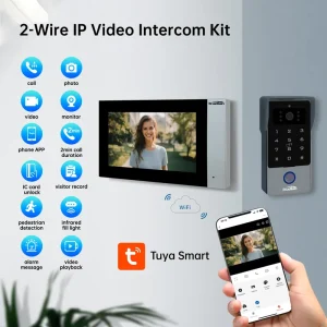 7 inch LCD Touch Screen Aluminum DC Power Color Video Intercom Tuya App Night Vision Pedestrian Detection Low Price