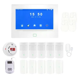 7 inch Panel WIFI 4G Portable Intelligent Security Alarm System LoRa Anti tamper Alarm Host PIR Motion Detector Door