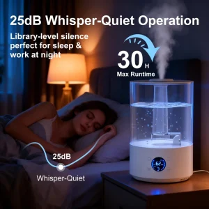 7.8L Electric Smart Volcano Humidifier with Top Fill Whole House Cool Mist Quiet Operation for Home Office Use