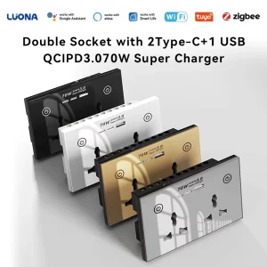 70W Fast Charging Universal Smart Socket WiFi Wall Power Outlet with USB Type C Ports Overload Protection Smart Plug