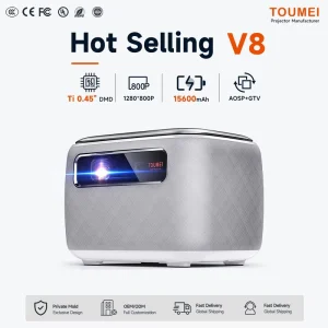 720P Android Projector with Built In Battery Portable Design 4K Support HIFI Stereo Speakers DLP Smart Projector