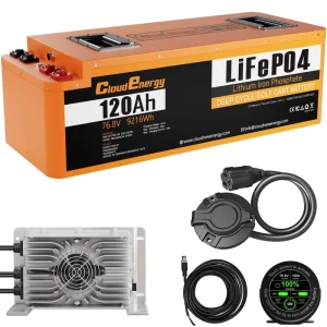 72V (76.8V) 120Ah LiFePO4 Golf Cart Battery Metal Case Long Design Kit
