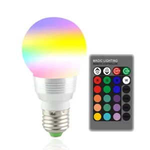 Housing Color-Changing Dimmable LED RGB Bulb with Remote Control, 7 Colors, 3W, E27