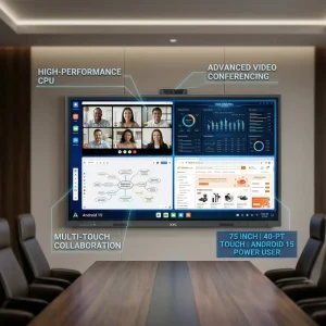 75″ 4K Interactive Whiteboard with 40-Point Infrared Touch Android 13 Classroom Use