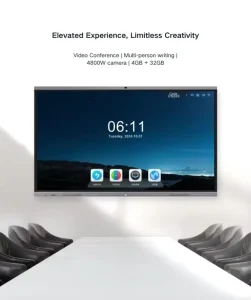 75 Inch 4K UHD 20 Point Interactive Touch Screen with Dual Pen AI Whiteboard for USB Type C 8 Array Mic WiFi Education
