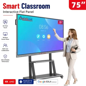 75 Inch 4K UHD USB Touch Screen Interactive Flat Panel Display Smart Board with OPS Remote for Online School Teaching