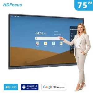 75 Inch Interactive Whiteboard 4K Smart Board Touch Screen Dual OS All in One Display for Conference Boardroom
