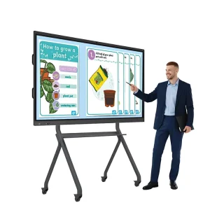75″ Smart Whiteboard Classroom 4K UHD Interactive Flat Panel 4800MP Camera 8 Mic Array Wireless Casting Business Meeting