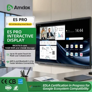 75inch 4K Interactive Whiteboard LCD Touch Screen 40 Points Android 14 ES Pro 48MP Camera for Education Conference