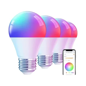 Remote-Controlled 7-Color E27 Screw-Base Plastic-Coated Aluminum Smart Bulb, RGB Dimmable with Memory, Ambient Light, Wi-Fi, for Home and Hotel Use