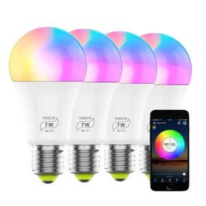 Smart LED Wireless Light Bulb 7W 9W 10W Color-Changing RGB LED Bulb E27 E26 110V 220V, App and Remote Compatible with Alexa and Google Home