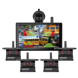 7in 4channel Loop Recording IPS Wireless Monitor 10000mah Rechargeable Magnetic AI Blind Spot Detection Solar Camera Kit