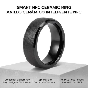 7mm Sand Matte Ceramic Classic Eternity Band Smart NFC Ring Ntag 216 Chip 2 Pcs Design Professional Factory Direct