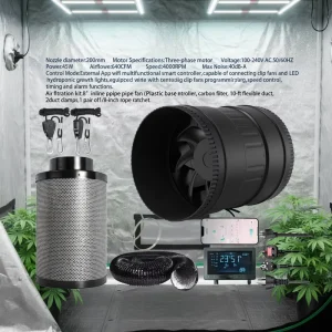 8″ 100V 240V Electric Plastic Pipe Fan Complete Ventilation Kit Multifunctional Smart App Controller Carbon Filter Ducting OEM