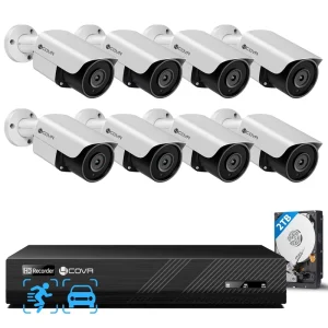 8 Channel Home Business Security Camera System 2TB HDD 8Pcs 5MP PoE AI IP Night Vision Full Set NVR Kit App Remote View