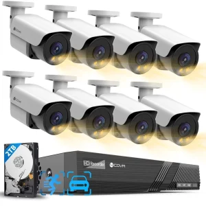 8 Channel Poe Nvr Cctv Camera System 4k 8X 8MP PoE IP Bullet Cameras 2 Way Audio & Smart Color Night Vision IP67 Weatherproof