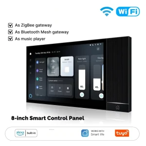 8 Inch Smart Touch Control Panel Gateway with Zigbee 3.0 OLED Display Built in Alexa Voice Control Electric Power for Home Use