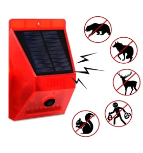8 LED Solar Alarm Red Light Motion Sensor Warning 129 Decibels Outdoor Waterproof Solar Alarm PIR