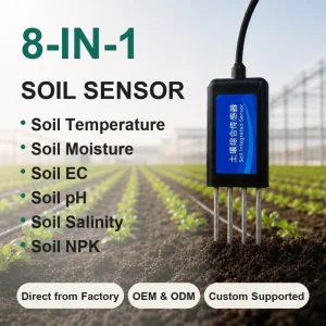 8 in 1 Soil Sensor for Smart Farming 4 20mA Output NPK pH EC Salinity Monitoring Anti Corrosion Probe Design