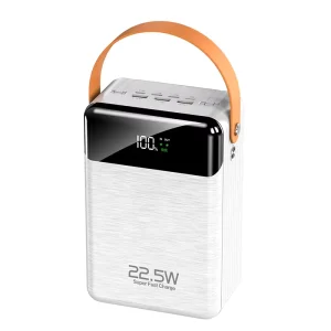 80000mAh Portable Power Bank 22.5W PD Fast Charging LED Display Built in Cables Type C Triple USB Output Outdoor Camping Light