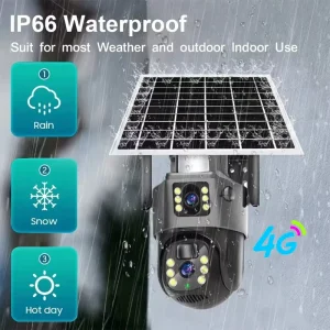 8000mAh Large Battery 4MP Dual Lens PTZ Camera 4G SIM Card Solar Powered Outdoor CCTV Security System