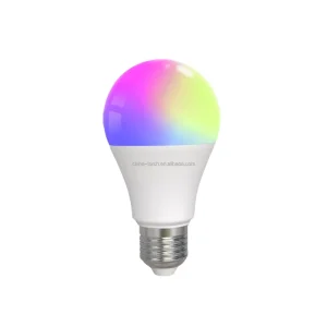Ultra-Bright 800-Lumen Wireless Wi-Fi Bluetooth-Controlled RGB Dimmable 9W Bulb with E27 Base for Indoor Smart Homes