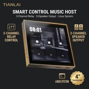 805L3 Smart Home Music Host Linux System 4 Inch Touch Panel 3 Way Relay 2 Speaker Output for Villa Factory
