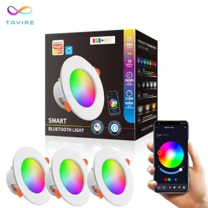 85 265V Color Changing LED Downlight RGBCCT 10W 15W With Alexa Tuya APP Smart Ceiling Lamp RGBW Dimmable LED Recessed Down Light