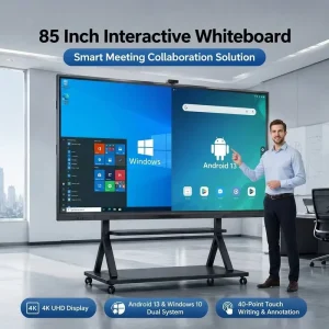 85 Inch 4K Interactive Whiteboard Dual OS Android Windows OPS Infrared Touch Screen Smart Board LED Classroom Business