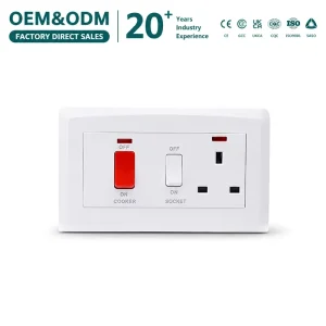 86*146mm Size 45A Switch With 20A Water Heater Neon +13A Switch Socket UK Standard for Smart Home