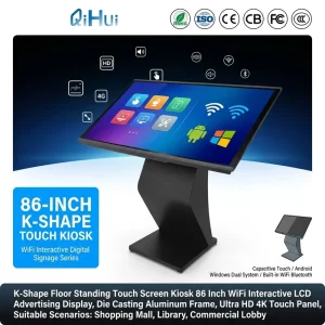 86 Inch Floor Standing Touch Screen Kiosk Smart LCD Display Windows Interactive Information Terminal Factory