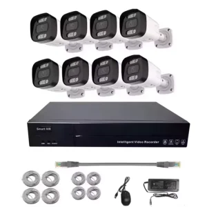 8CH 8MP Security Camera System 8pcs Wired PoE Cameras for Home Security Outdoors Smart Person Pet Vehicle Detection Night Vision