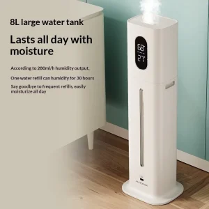 8L Smart Humidifier Constant Humidity Timing High Mist Output One Button Purification Noiseless AC Powered Home Floor Standing