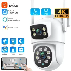 8MP CCD Dual Lens WiFi Camera PTZ Outdoor 4K Wireless 360 Dual Screen Security Camera Auto Tracking Monitoring for
