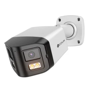 8MP Dual Lens 180 PoE Bullet Camera with Smart Dual Light Two Way Audio IP67 H.265 AI VCA for Wide Area Coverage 4COVR