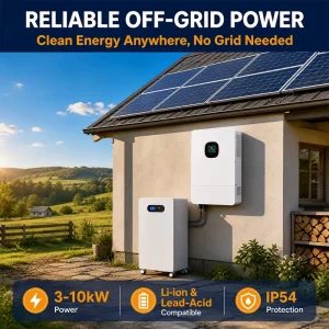 8kW Off Grid Solar Power Kit with 16kWh LiFePO4 Battery Hybrid Inverter Complete System for House Plug and Play