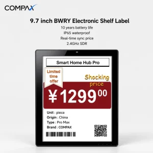 9.7” 4Color E Paper ESL Electronic Shelf Label IP65 Automotive E Ink Price Tag Display for Indoor Retail Application