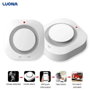 95dB Loud Photoelectric Smoke Detector Compatible with Alexa Google Home & Tuya App High Sensitivity Smoke Fire Detector