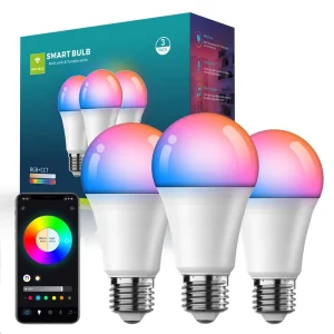 High-Power 9W/15W AC-Powered E27 Remote-Controlled Switching-Mode Smart RGB LED Bulb with WiFi and Plastic Reflector for Warehouses