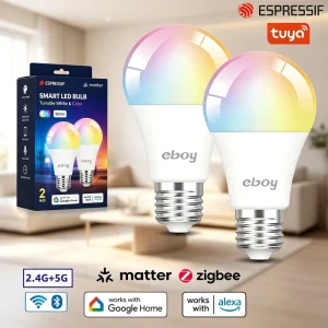 9W A60 E27 B22 RGBCW WiFi Bluetooth Smart LED Bulb 806LM Dimmable Tuya App Alexa Google Home Household Lighting