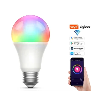 9W Dimmable Color-Changing Music RGB Smart LED Zigbee Bulb with E27/B22 Base and Night WiFi